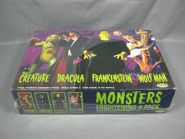 NEW Aurora Monsters Frightening 4 Pack Creature Dracula Frankenstein Wolf Man NR