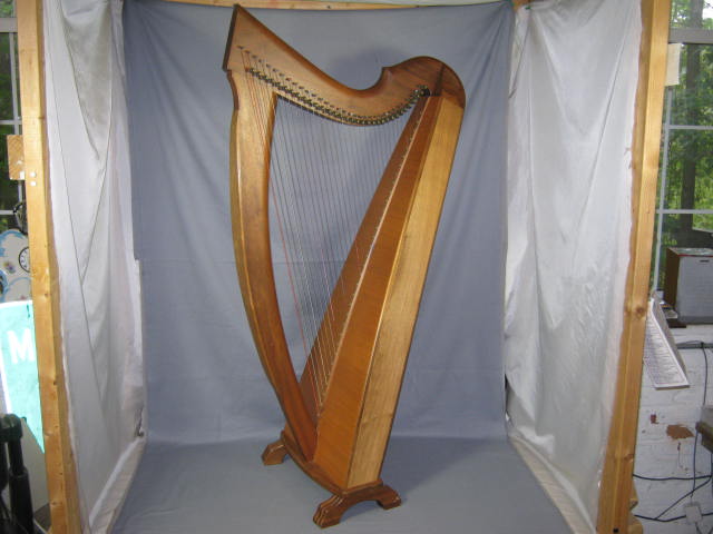 1993 Triplett Excelle 33-String Wire Lever Harp Cherry Walnut Wood +Padded Case