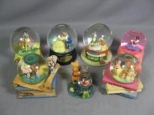 7 Disney Snow Water Globes Collection Lot Musical + NR
