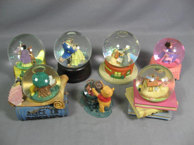 7 Disney Snow Water Globes Collection Lot Musical + NR 1