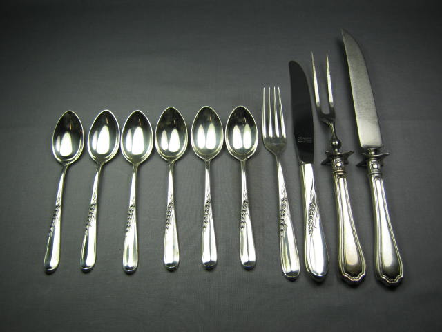 Reed & Barton Sterling Silver Flatware Set Fork Knives Spoon Lot Wheat 453 Grams