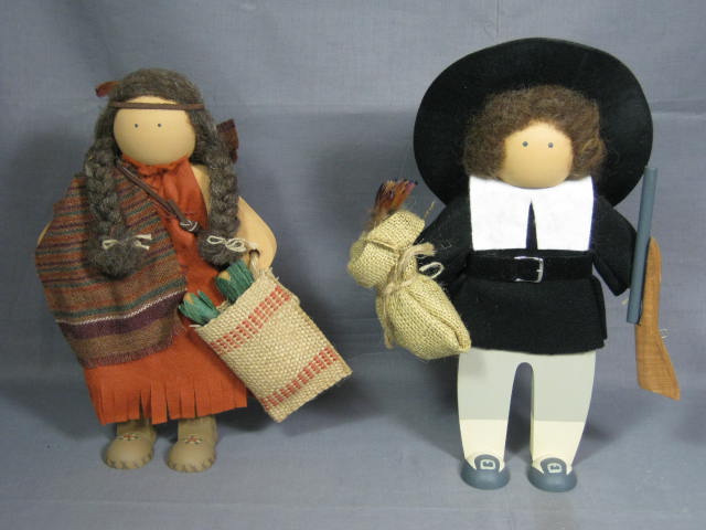 6 Vintage Lizzie High Wooden Dolls Lot Thanksgiving Christmas Martin Bowman + NR 1