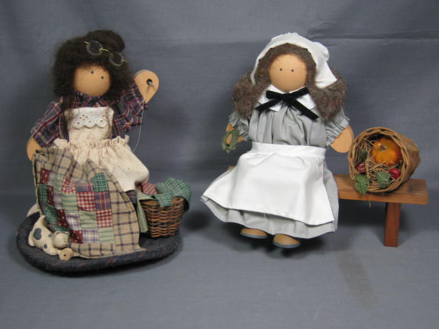 6 Vintage Lizzie High Wooden Dolls Lot Thanksgiving Christmas Martin Bowman + NR 3