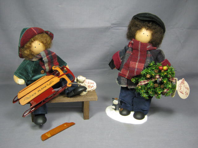 6 Vintage Lizzie High Wooden Dolls Lot Thanksgiving Christmas Martin Bowman + NR 6