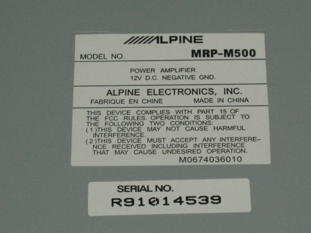 Alpine MRP-M500 500W RMS Class D Mono Block V Power Car Audio Amplifier Amp NR! 5