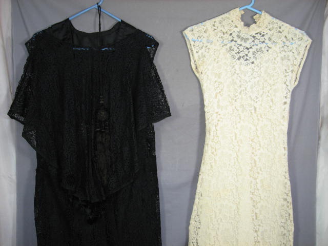 2 Vintage Antique 1930s Lace Evening Gowns Dresses NR 1