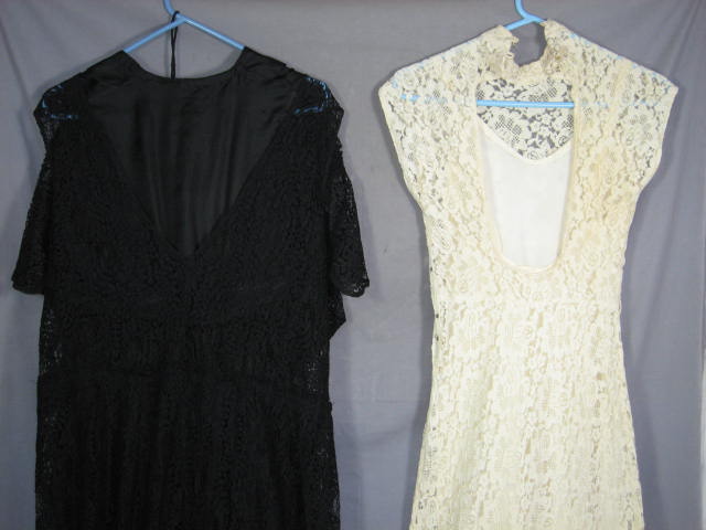 2 Vintage Antique 1930s Lace Evening Gowns Dresses NR 4