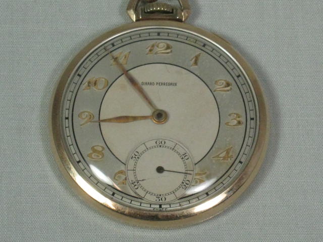 Vintage Girard Perregaux Swiss 17-Jewel Pocket Watch With 7 Gram 10K Gold Chain 1