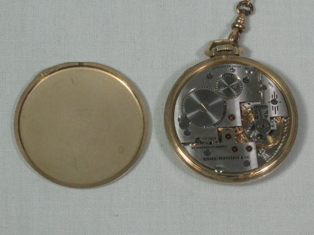 Vintage Girard Perregaux Swiss 17-Jewel Pocket Watch With 7 Gram 10K Gold Chain 6
