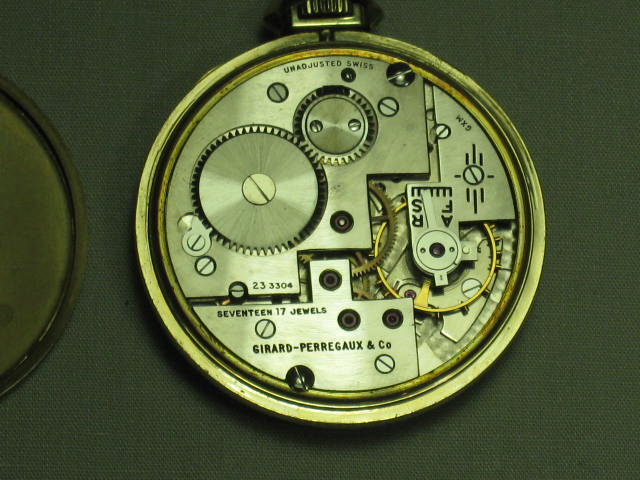 Vintage Girard Perregaux Swiss 17-Jewel Pocket Watch With 7 Gram 10K Gold Chain 7