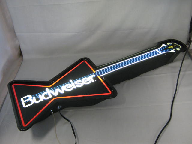Vtg Anheuser Busch Bud Budweiser Beer Advertising Bar Electric Guitar Light Sign