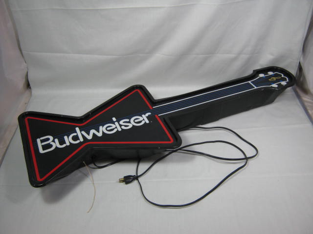 Vtg Anheuser Busch Bud Budweiser Beer Advertising Bar Electric Guitar Light Sign 1