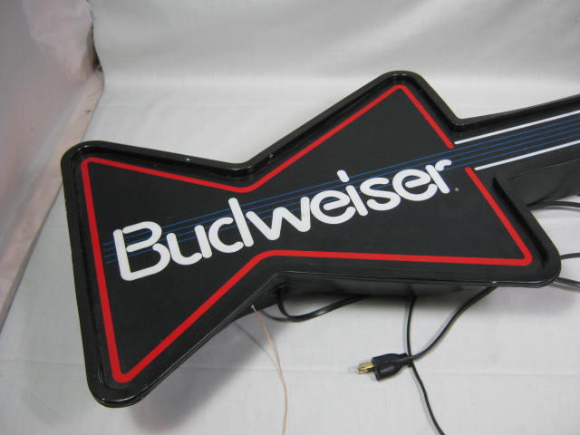 Vtg Anheuser Busch Bud Budweiser Beer Advertising Bar Electric Guitar Light Sign 2