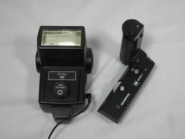 Olympus OM-2N 35mm SLR Camera 50mm 1:1.4 Zuiko Lens Winder 2 Vivitar 283 Flash + 8
