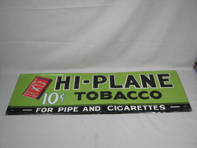 Hi-Plane Pipe Cigarette Tobacco Metal Tin Sign Green/Black/White/Red Vtg? Repro?