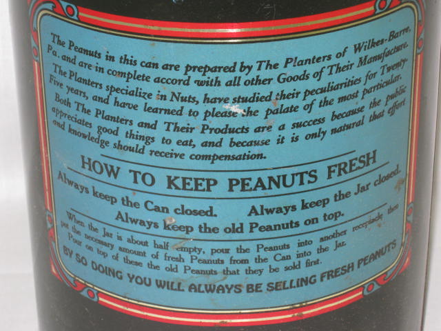 Vtg Planters Nut &Chocolate Pennant Brand 5 Pound LB Salted Mr Peanut Tin Can NR 3