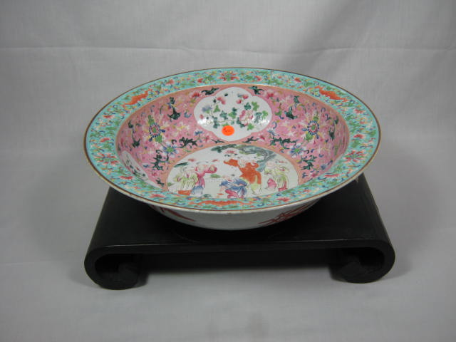 Large Vtg Antique Asian Japanese Chinese Handpainted Porcelain Ceramic Bowl 15"