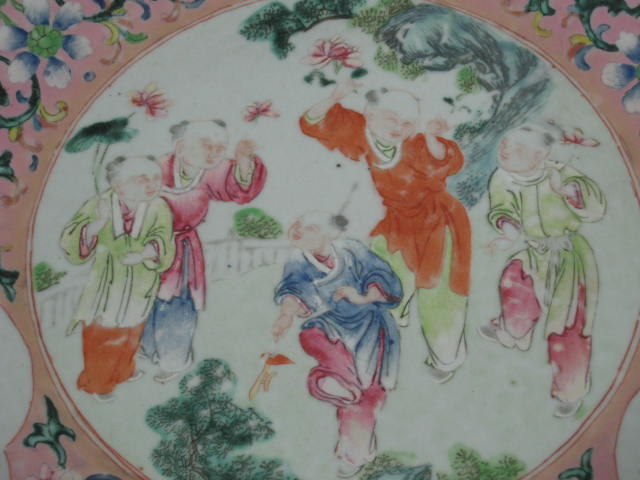 Large Vtg Antique Asian Japanese Chinese Handpainted Porcelain Ceramic Bowl 15" 2