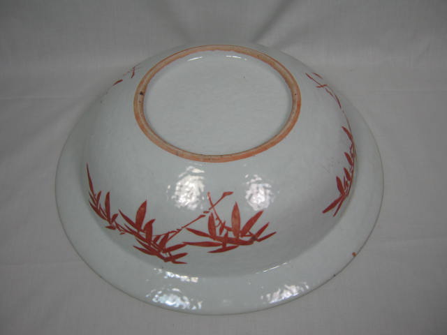 Large Vtg Antique Asian Japanese Chinese Handpainted Porcelain Ceramic Bowl 15" 3
