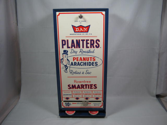 Vtg Planters Dry Roasted Nuts Mr. Peanut Rowntree Smarties Vending Machine DAN