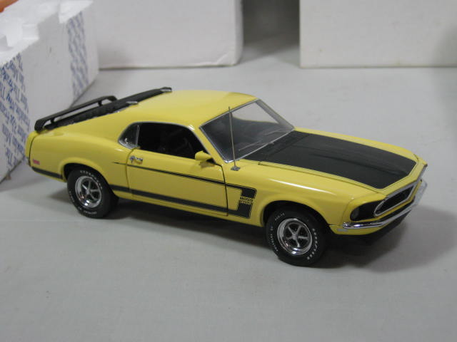Franklin Mint 1970 Mustang Mach 1 + 1969 Ford Boss 302 1:24 Diecast Cars COA NR! 1