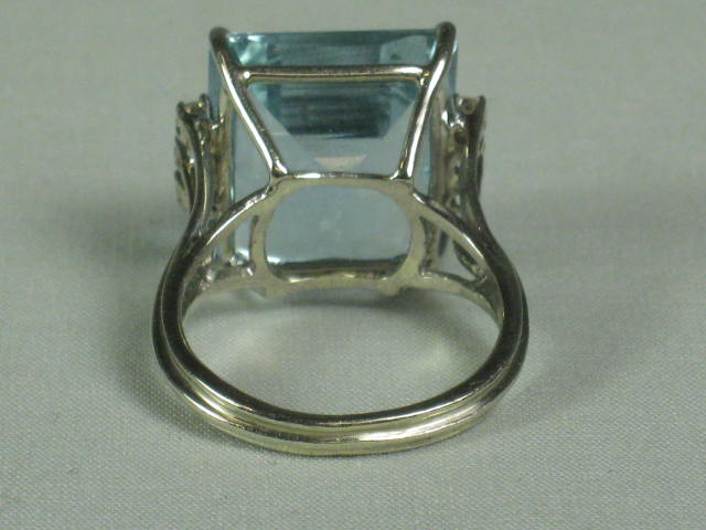 Vtg Estate 18.5ct Aquamarine .28ct Diamond 5.4 dwt 14k White Gold Ring $3800 Val 5