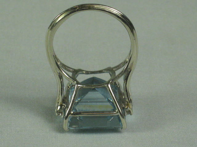Vtg Estate 18.5ct Aquamarine .28ct Diamond 5.4 dwt 14k White Gold Ring $3800 Val 7