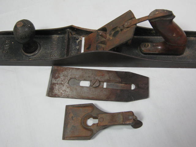 Vtg Antique Stanley Bailey No. 7 Woodworking Wood Jointer Plane + No 0 Level NR! 5