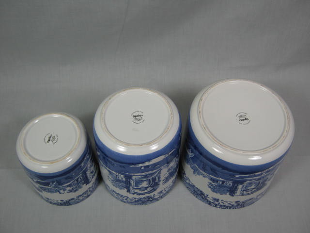 3-Pc Blue Spode Italian Design Sugar Coffee Tea Storage Canister Set C.1816 NR! 2