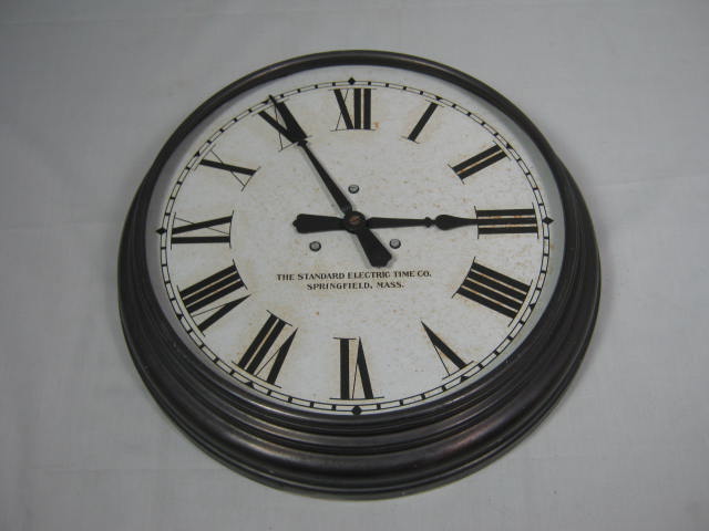 Vtg Antique Standard Electric Time Co Slave Wall Clock W/ Bell Springfield Mass