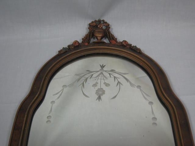 Vintage Antique 1910s-20s Era Victorian Etched Gilt Gesso & Wood Wall Mirror NR! 1