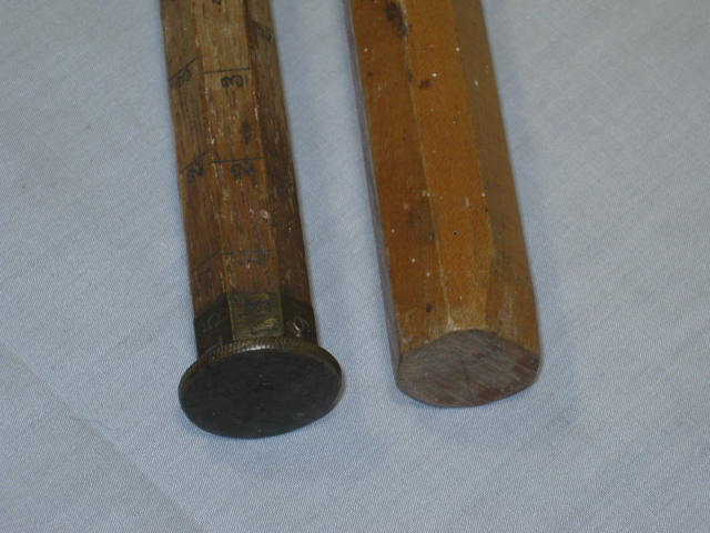 2 Vtg Wood Wooden Log Logging Lumber Rules Rulers Scales Cane Walking Stick NR! 5