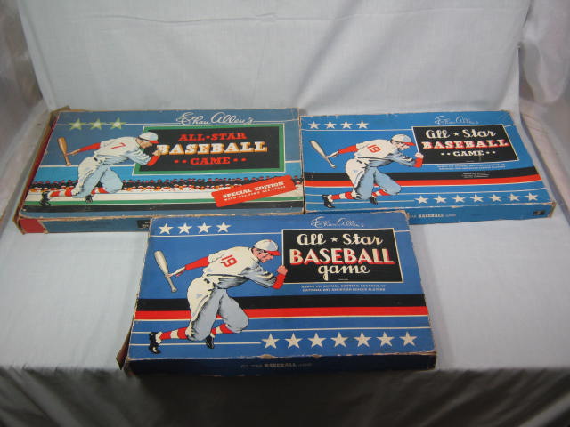 3 Vtg Cadaco Ethan Allen All Star Baseball Board Game Lot 1943 1946 1951 + Discs
