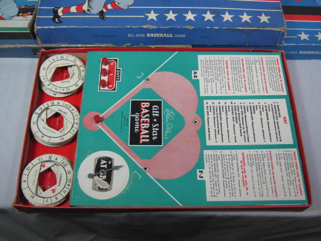3 Vtg Cadaco Ethan Allen All Star Baseball Board Game Lot 1943 1946 1951 + Discs 2