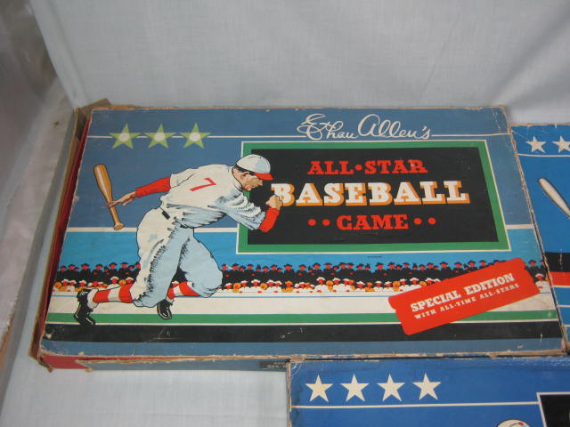 3 Vtg Cadaco Ethan Allen All Star Baseball Board Game Lot 1943 1946 1951 + Discs 3
