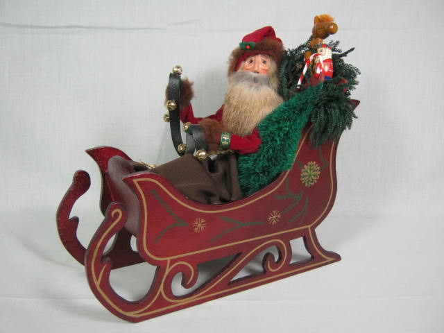 Vintage 1991 Byers Choice The Carolers Russian Santa in Wooden Sleigh Christmas