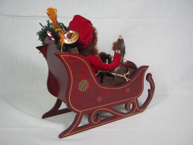 Vintage 1991 Byers Choice The Carolers Russian Santa in Wooden Sleigh Christmas 3