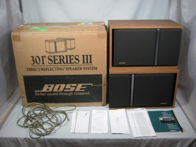 Bose 301 Series III 3 Direct Reflecting Main Stereo Bookshelf Speakers W/ Box NR