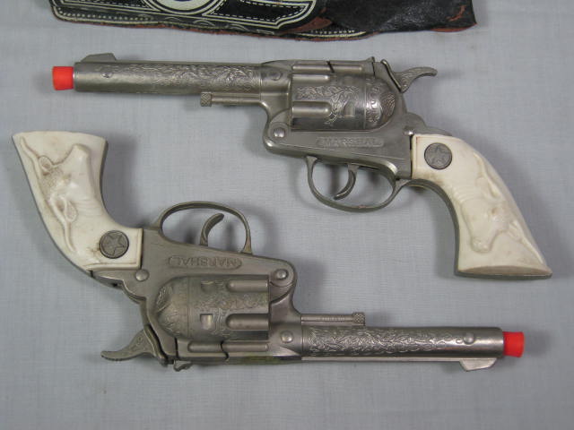 Vtg 1960s Hubley Marshal Matt Dillon Gunsmoke Toy Cap Gun Set Holsters Belt NR! 2
