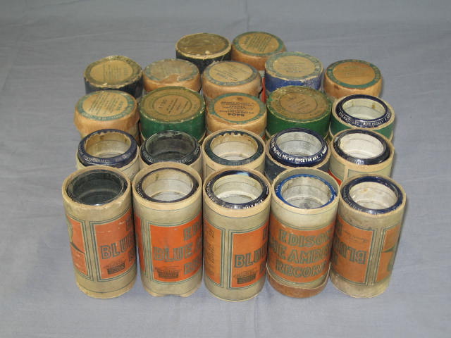 22 Antique Edison Amberol Cylinder Records Lot Blue+ NR