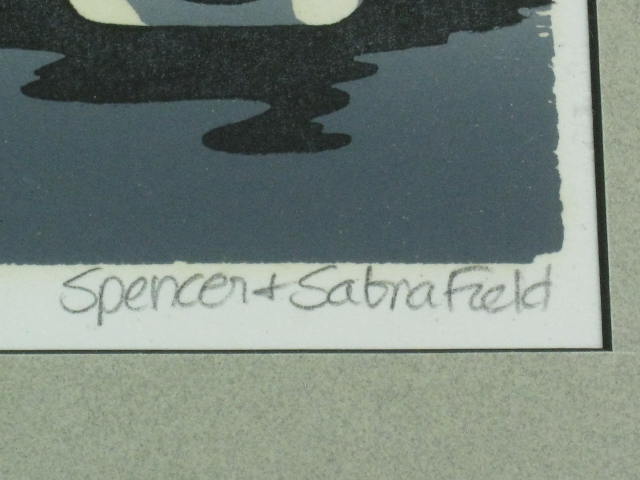1984 Spencer & Sabra Field Woodcut Canada Geese Bird Print At Peace 4.5" x 4.5" 4