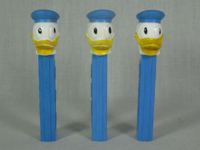 3 Vintage Donald Duck Walt Disney Pez Dispensers Austria No Feet 1 Die Cut NR!