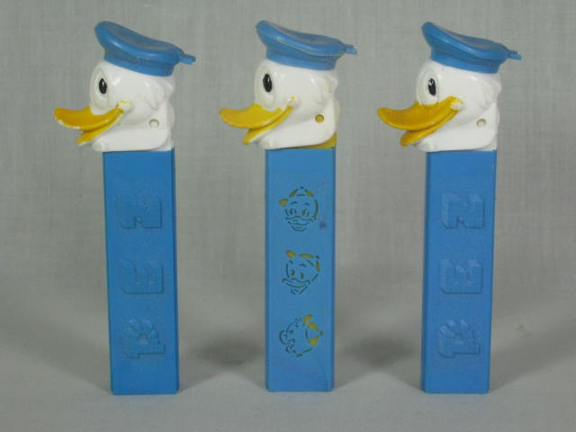 3 Vintage Donald Duck Walt Disney Pez Dispensers Austria No Feet 1 Die Cut NR! 4