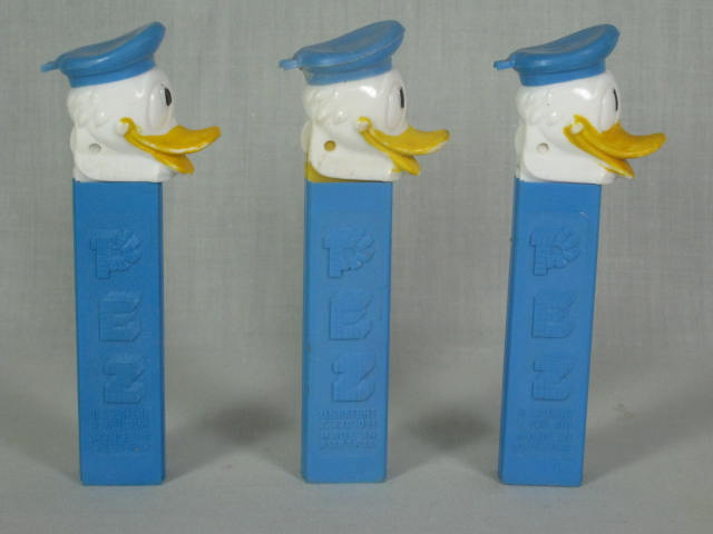 3 Vintage Donald Duck Walt Disney Pez Dispensers Austria No Feet 1 Die Cut NR! 6