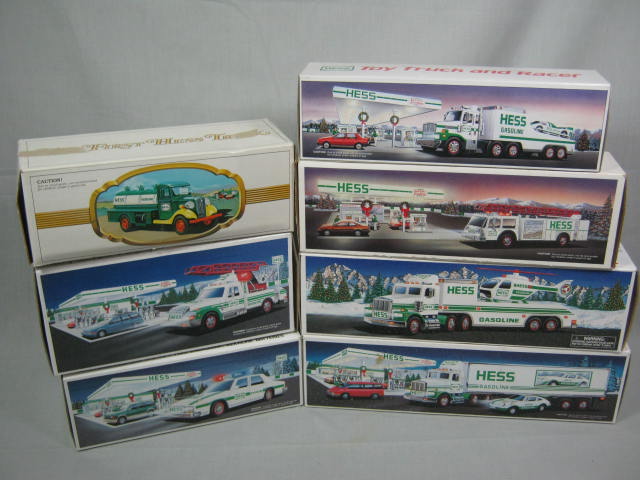 7 Hess Trucks Lot First Gasoline 1988 Racer 1989 Fire 1993 Patrol Car Helicopter 1