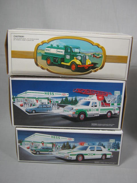 7 Hess Trucks Lot First Gasoline 1988 Racer 1989 Fire 1993 Patrol Car Helicopter 2