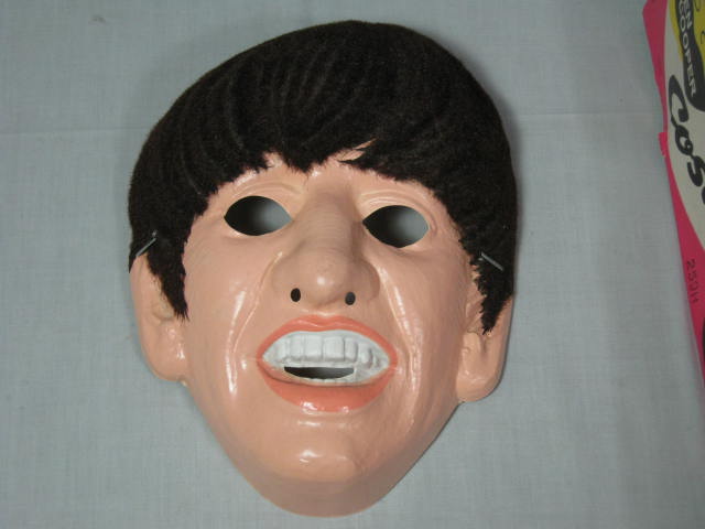 RARE Vtg Original 1965 Ben Cooper Ringo Starr Beatles Halloween Costume Mask NR! 7