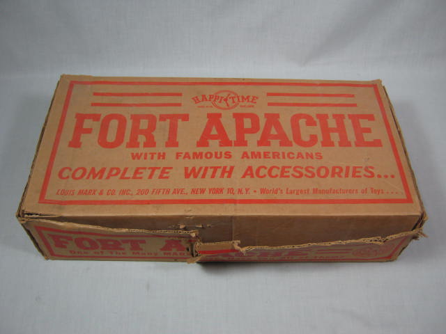 Vtg Marx Happi Time Fort Apache Cowboys Indians Famous Americans Toy Playset Tin 11