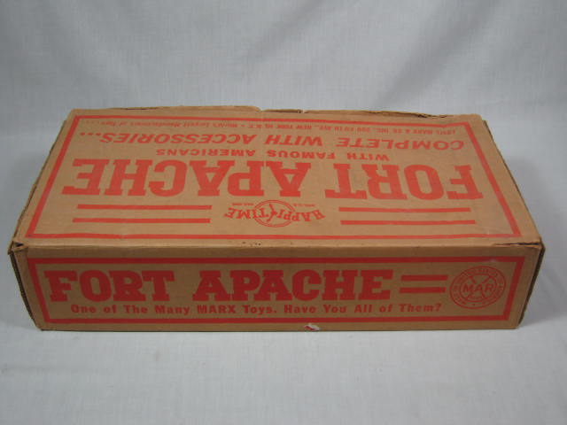 Vtg Marx Happi Time Fort Apache Cowboys Indians Famous Americans Toy Playset Tin 14