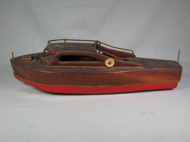 Vintage 1940s Handmade 21" Mahogany Wooden Solid Wood Toy Boat Ship No Reserve! 3